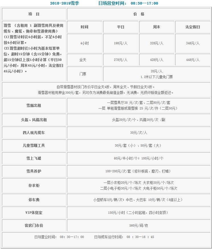 北京漁陽(yáng)國(guó)際滑雪場(chǎng)門票價(jià)格